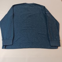 Chaps T-Shirt Men's Size Medium Long Sleeve Henley 3-Button Blue Cotton Blend image 2
