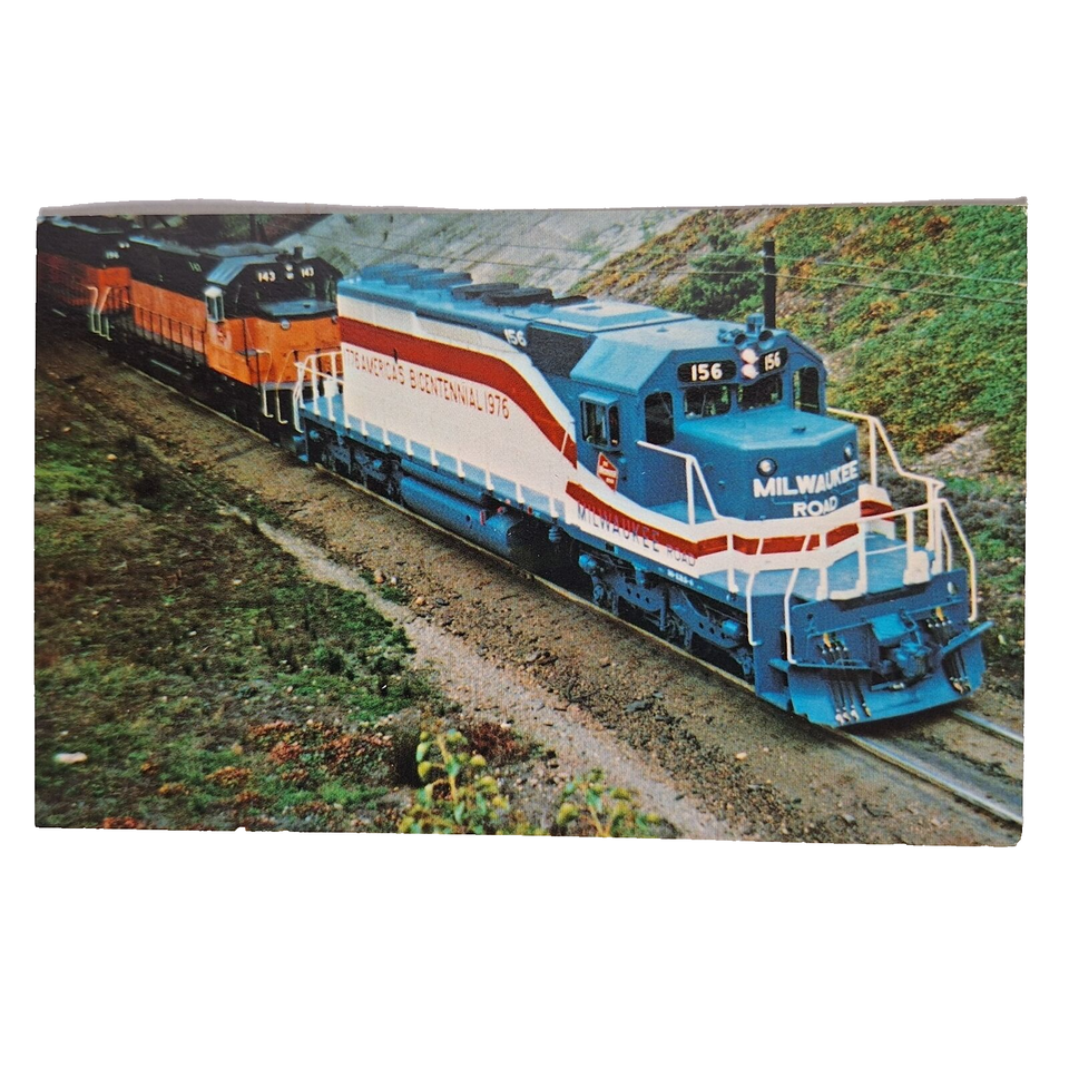 Postcard Milwaukee Road&#39;s SD40-Z Diesel Locomotive Number 156 Train Chrome - $4.84
