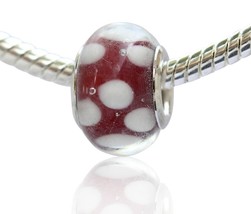 White Dots On Red European Bead Pandora Style Chamilia Troll Biagi - £3.86 GBP