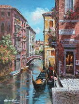 SAM PARK &quot;Gondolas on the Canal&quot; The waterfront 20x15 Hand Signed# Giclee PCOA - £356.11 GBP