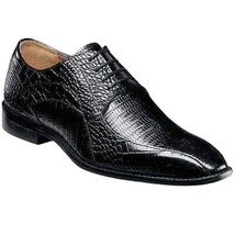 25576-001 Stacy Adams Turano Bike Toe Oxford Croc Print Shoes Black image 3