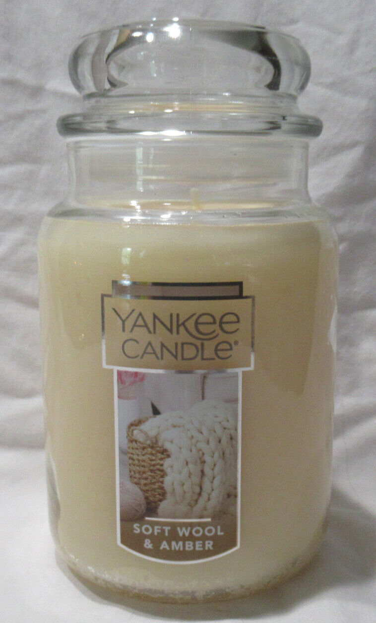 Yankee Candle Large Jar Candle 110-150 hrs 22 oz SOFT WOOL & AMBER - £31.24 GBP