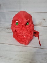 Vintage 90s Topstone NU-SKIN Light Up Halloween Mask  Red Skull With Green Eyes - £35.95 GBP