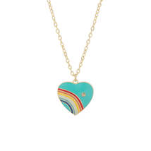 Blue Enamel &amp; Cubic Zirconia 18K Gold-Plated Rainbow Heart Pendant Necklace - £11.16 GBP