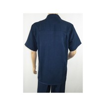 Men 2pc Walking Leisure Suit Short Sleeves By DREAMS 256-01 Solid Navy Blue image 4