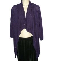 Cache Size Small Cardigan Sweater Open Front Purple w/ Gold Studs Fly Away - £15.99 GBP