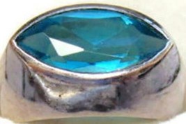 Vintage Women Ring Blue Amethyst Dome Sterling Silver Patina 7.56g SZ 6 1/2 - £59.34 GBP