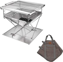 Portable 20-Inch Wood Burning Grill And Fire Pit In Stainless Steel From, 055. - £145.41 GBP