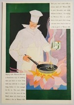 1927 Print Ad Wesson Oil Happy Chef with Pan Over Flames Abstract Art - £17.63 GBP