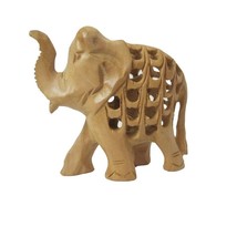 Vintage Asian Hand-Carved Wood Elephant w/Baby Inside Small 3&quot; x 3&quot; - $278.12 MXN