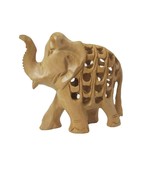 Vintage Asian Hand-Carved Wood Elephant w/Baby Inside Small 3&quot; x 3&quot; - $14.85