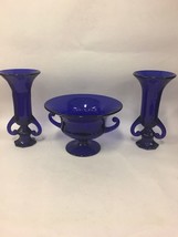 Colbalt blue vase/ candle holders and centerpiece reversible Mid Century Regency - £56.80 GBP