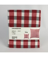 IKEA Crossbana Pillow Cover 20x20&quot; White Red Checkered Pattern Christmas - £12.09 GBP