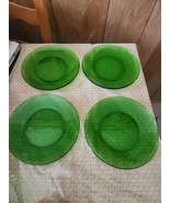 Fortecrisa 8&quot; Emerald Green Glass Salad Plates. Vintage Set of 4 No Pattern - $35.64 CAD
