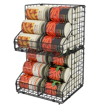 Stackable Can Organizer For Pantry With 2 Adjustable Dividers, Soda Can Organize - £40.74 GBP