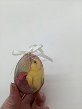 Vintage Sugar Frosted Beaded Easter Egg Ornaments with Ribbons - £3.62 GBP