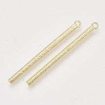 Gold Bar Pendants Long Textured Charms 54mm Minimalist Jewelry Making Supply 6pc - £6.39 GBP