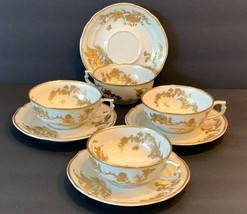 Limoges Bernardaud B&amp;Co Porcelain Asian Oriental Design 4 Cups and Saucers - £154.38 GBP
