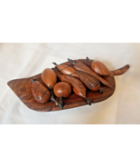 Vintage carved fruit and vegetables on leaf platter. - $45.36 CAD
