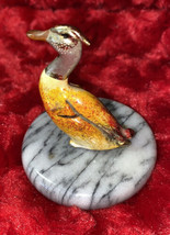 Vintage 1983 ENESCO Enameled Duck Sitting on Marble Base Figurine Weight 2 1/2” - £11.95 GBP