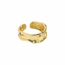 GREEN CZ 925 STERLING SILVER ADJUSTABLE OPEN BAND THUMB RING LADIES GIFT... - $96.00