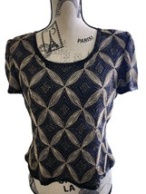 Papell Boutique Vintage Evening Top Embellished Beaded 100%Silk Blouse PM - $36.00