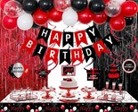 Birthday Decorations Red And Black For Men Women, Happy Birthday Party D... - $34.19