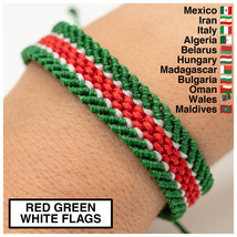 ROT GRÜN WEISSE FLAGGE Armband, Freundschaftsarmband, Makramee Herrenarm... - £14.14 GBP+