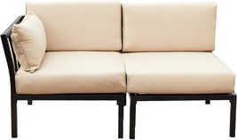 Outdoor Furniture Sectional Couch Set Patio Loveseat, 2Pcs, Khaki, Lokat... - £253.81 GBP
