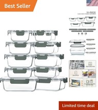 10-Pack Premium Borosilicate Glass Food Storage Containers with Airtight... - $45.00