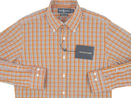 NEW $265 Polo Ralph Lauren Shirt! Orange Plaid  *Pearl Buttons*  *MADE IN ITALY* - £79.63 GBP
