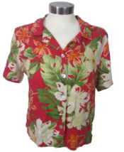 Caribbean Joe vintage Hawaiian shirt buttonup floral silk rayon colorful  luau L - £22.08 GBP