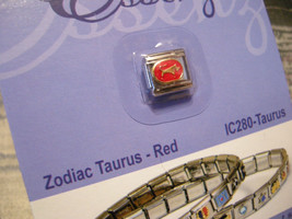 Essenza Italian Charm - ZODIAC- Links Together Makes A Bracelet - RED- Taurus - £1.16 GBP