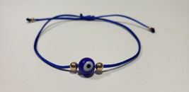 14K Solid Gold Beads Bracelet Evil Eye Brown String Kabbalah Protection Good Luck - $32.13