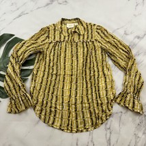 Maeve Anthropologie Fredericka Dog Blouse Top Size 4 Yellow Blue Dachshund - $28.70