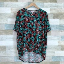 LuLaRoe Irma High Low Tunic Top Black Green Red Floral Print Womens XS - £15.70 GBP