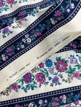 Cranston Print Works Navy Blue Pink Floral Stripe 3 Yards - £19.78 GBP