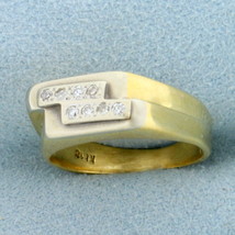 Vintage Two Row Diamond Ring in 18K Yellow and White Gold - $484.50