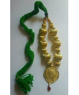 Punjabi Folk Cultural Bhangra Gidha Kaintha Pendant in Green thread necklace N2 - $20.16