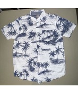 Hurley Men’s Short Sleeve Woven Patio Shirt M White W/ Palm Tree Scene B... - $381.84 MXN