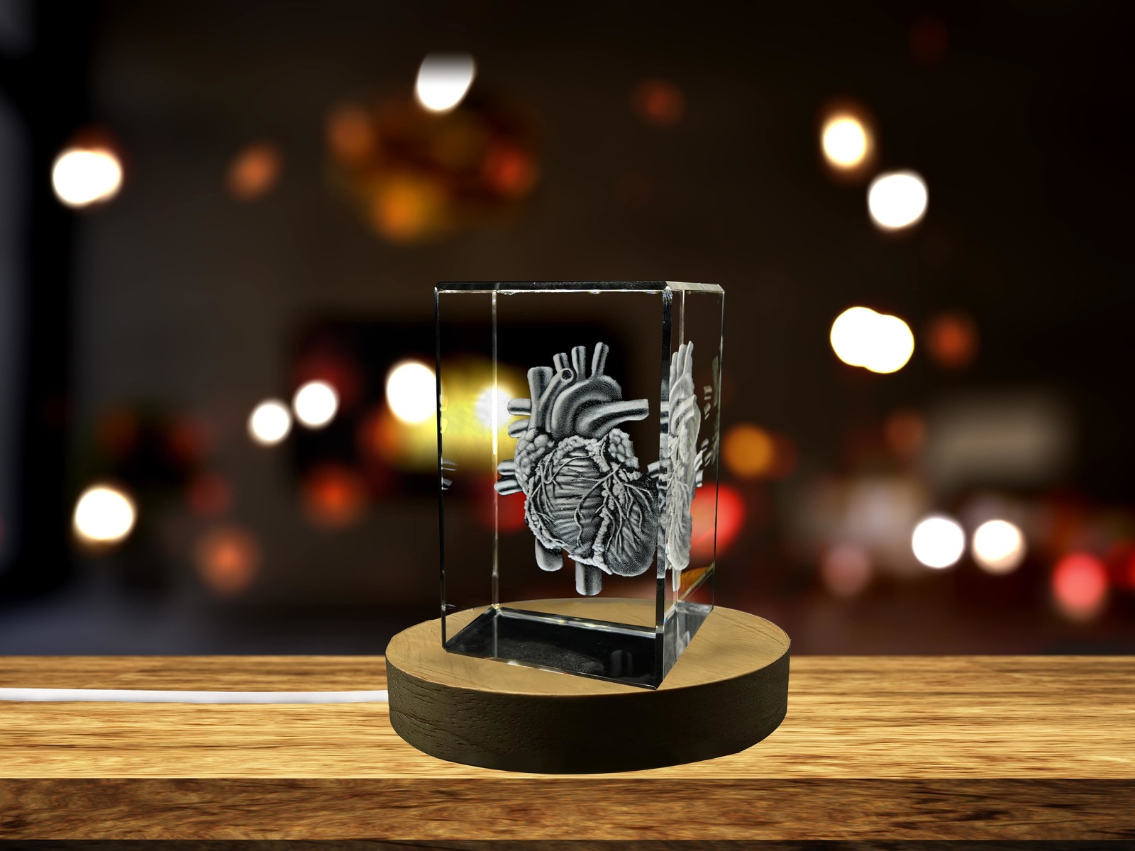 LED Base included | Heart Art  | 3D Engraved Crystal Keepsake | Gift/Decor