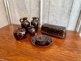 Vintage Fred Roberts Chocolate and Gold Kitchen Set - £27.17 GBP