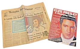 Elvis Presley Photoplay Tribute Magazine 1977 &amp; Memphis Press Scimitar Newspaper - £14.09 GBP