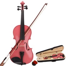 New 1/2 Size Pink Acoustic Violin Set With Case Bow Rosin Kid Gift - £66.69 GBP