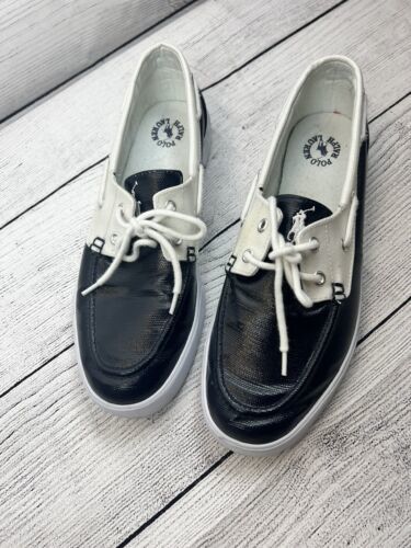 Primary image for Polo Ralph Lauren Lander Coated Canvas NAVY BLUE Boat Shoes Men's Size 11.5 D