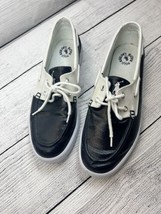 Polo Ralph Lauren Lander Coated Canvas NAVY BLUE Boat Shoes Men&#39;s Size 1... - £21.71 GBP