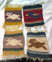 Miniature South American Woven Wool Rugs/Coasters Vintage - £26.51 GBP