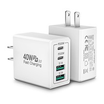[2 Pack] Usb C Wall Charger, 40W 4-Port Fast Charging Block, Dual Port Qc+Pd 3.0 - £29.87 GBP