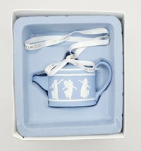 Wedgwood Jasperware Blue &amp; White Christmas Teapot Ornament + original box - $50.00