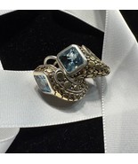 John Hardy 18K Gold &amp; Sterling Silver Blue Topaz Stud Earrings Vintage - $961.44 CAD